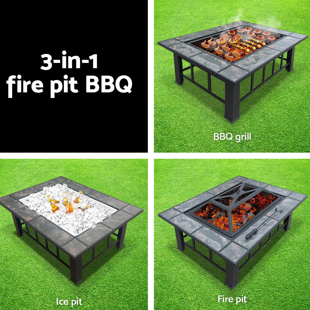Brunswick 3 in 1 Fire Pit BBQ Grill Ice Bucket Table